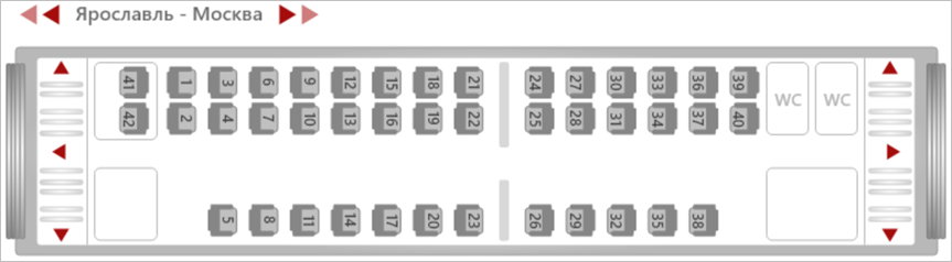 Схема вагонов Ласточки Москва - Нижний Новгород